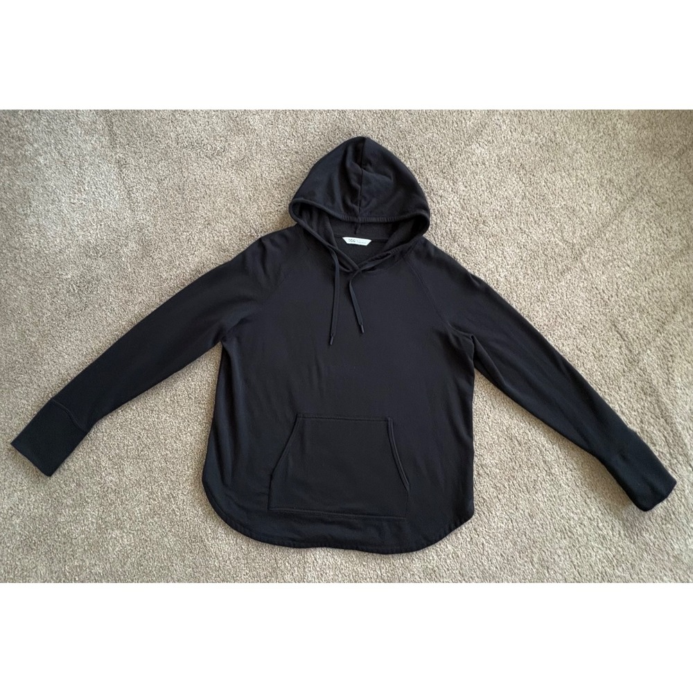 DSG Uni Black Fleece Lined Hoodie Large Long Sleeve Kangaroo Pocket Pullover EUC
